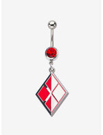 DC Comics Harley Quinn Logo Stainless Steel Dangle Navel Ring - US 5274