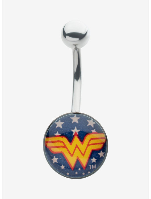 16G Steel Silver Dc Comics Wonder Woman Navel Barbell - US 3051