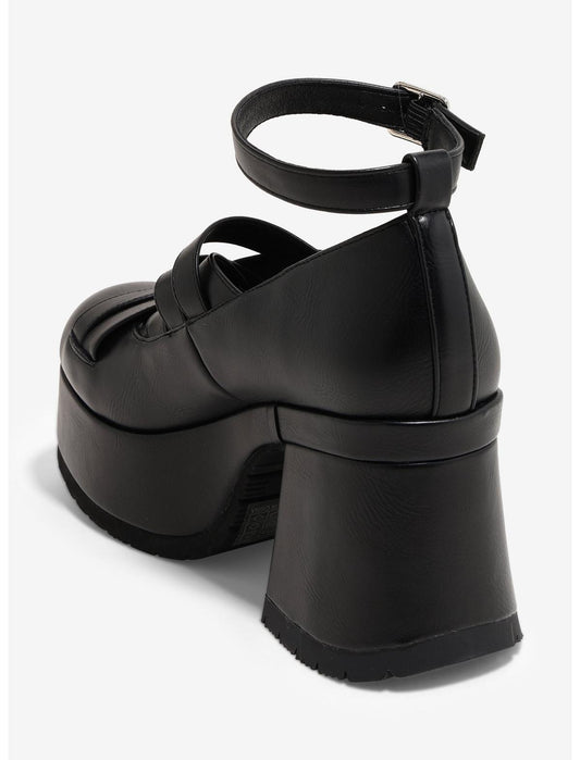 Koi Black Avalon Strappy Chunky Heels - US 1883