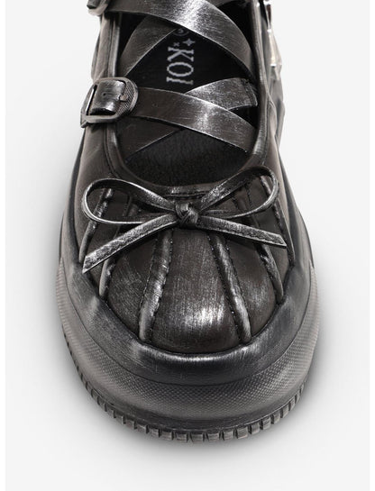 Koi Metamorphosis Distressed Charcoal Mary Janes - US 2196