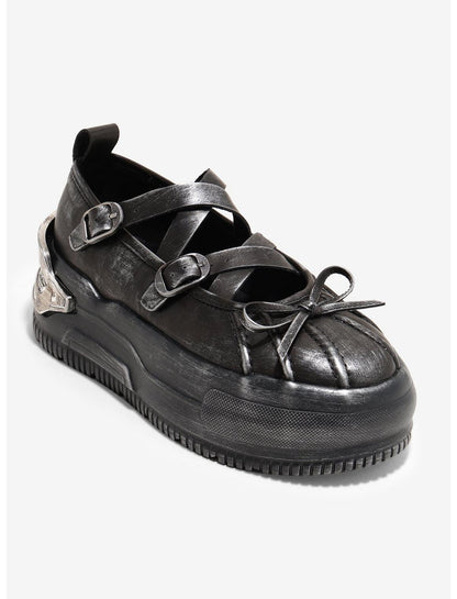 Koi Metamorphosis Distressed Charcoal Mary Janes - US 2196