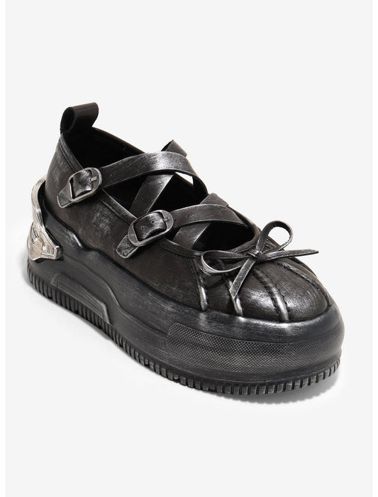 Koi Metamorphosis Distressed Charcoal Mary Janes - US 2196