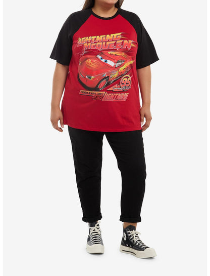 Disney Pixar Cars Lightning McQueen Girls Oversized Raglan Top Plus Size - US 1772
