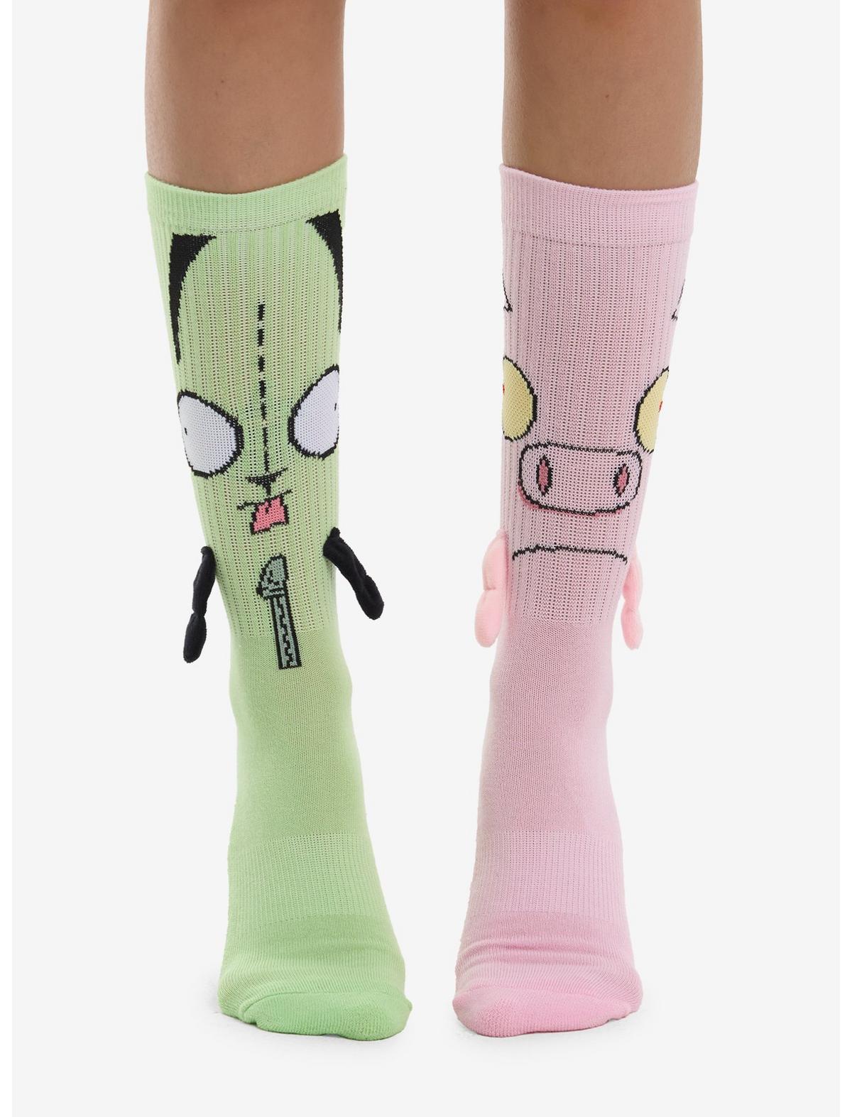 Invader Zim GIR & Pig Magnetic Arms Mismatch Crew Socks - US 8697