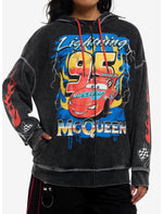 Disney Pixar Cars Lightning McQueen Dark Wash Girls Oversized Hoodie - US 8495