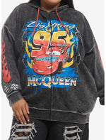 Disney Pixar Cars Lightning McQueen Dark Wash Girls Oversized Hoodie Plus Size - US 5608