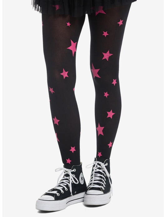 Black & Pink Star Tights - US 2265