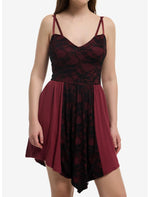 Maroon & Black Lace Panel Cami Dress - US 2144