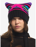 Colorful Stripe Star Subtle Ear Beanie - US 8027