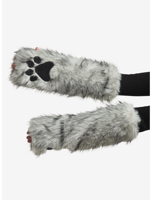 Grey Wolf Paw Fuzzy Arm Warmers - US 0586
