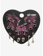 Cross Winged Heart Star Rhinestone Stud Earring Set - US 5945