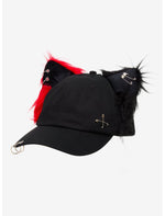 Black & Red Pierced Fuzzy Ears Dad Cap - US 1639