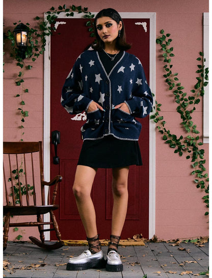 Coraline Silver Star Girls Cardigan - US 1870