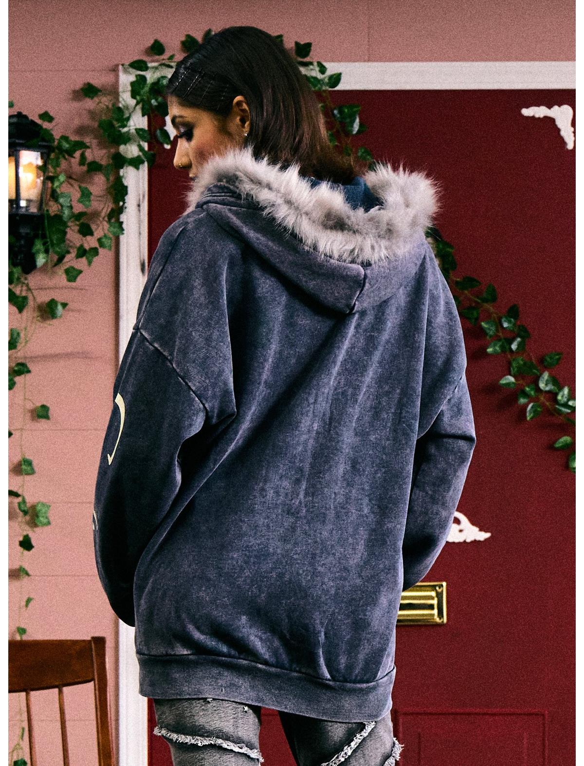 Coraline Fur Trim Girls Glow-In-The-Dark Hoodie - US 3631