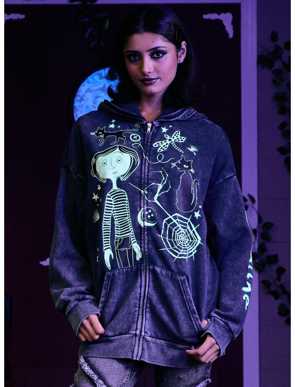 Coraline Fur Trim Girls Glow-In-The-Dark Hoodie - US 3631