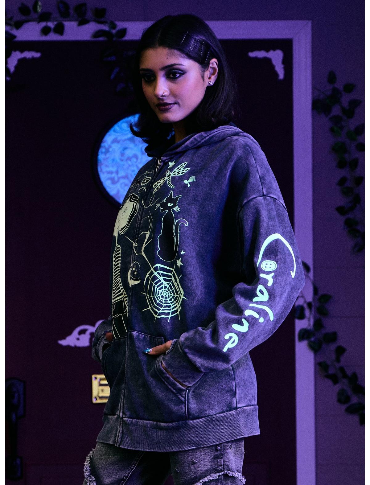 Coraline Fur Trim Girls Glow-In-The-Dark Hoodie - US 3631