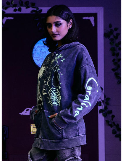 Coraline Fur Trim Girls Glow-In-The-Dark Hoodie - US 3631