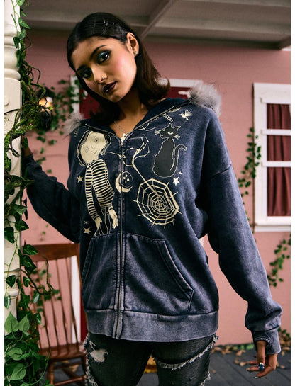 Coraline Fur Trim Girls Glow-In-The-Dark Hoodie - US 3631