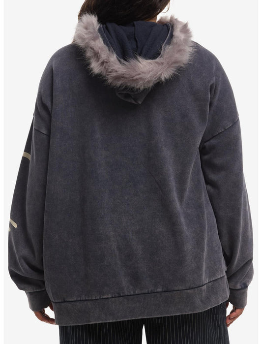 Coraline Fur Trim Girls Glow-In-The-Dark Hoodie Plus Size - US 9064