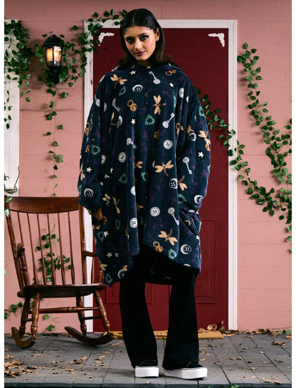Coraline Icons Fuzzy Oversized Hoodie - US 4021