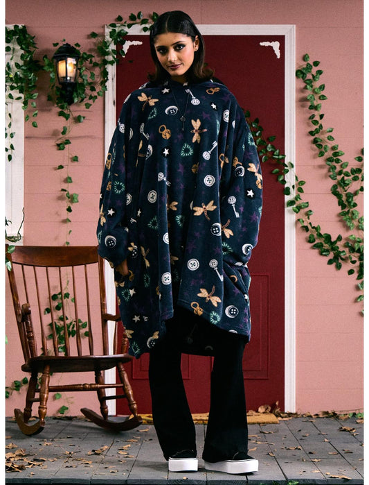 Coraline Icons Fuzzy Oversized Hoodie - US 4021