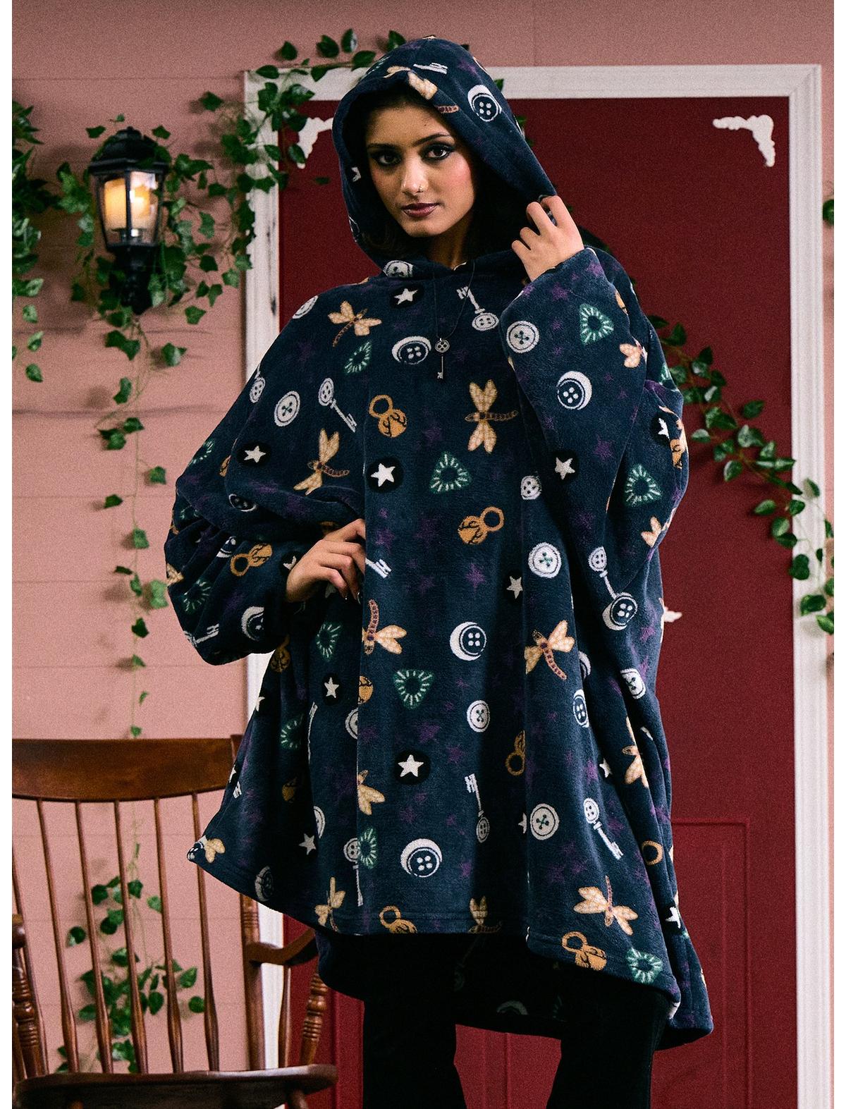Coraline Icons Fuzzy Oversized Hoodie - US 4021