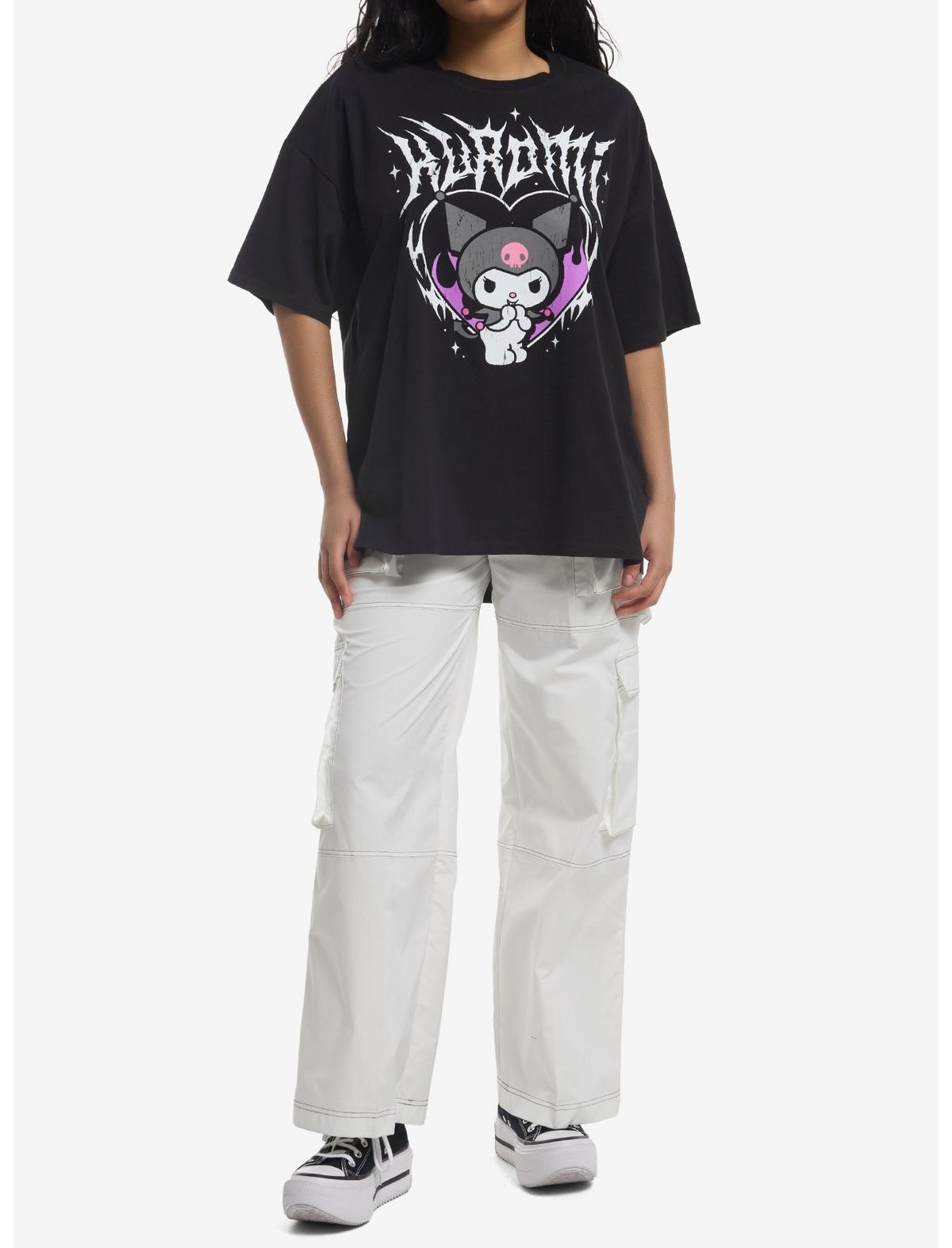 Kuromi Metal Destructed Girls Oversized T-Shirt - US 3106