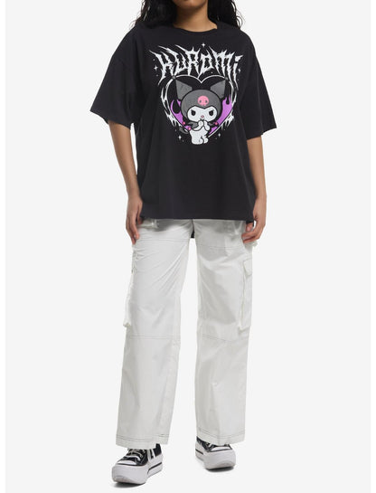 Kuromi Metal Destructed Girls Oversized T-Shirt - US 3106
