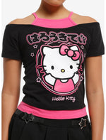 Hello Kitty Pink Portrait Girls Cold-Shoulder Top - US 4124