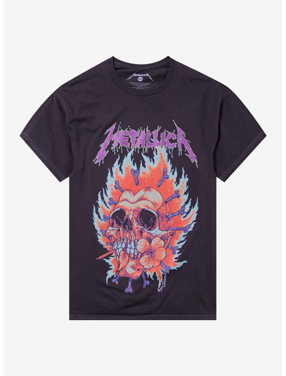Metallica Flaming Flower Skull T-Shirt - US 3534