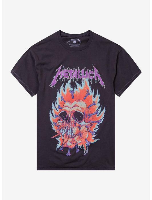 Metallica Flaming Flower Skull T-Shirt - US 3534