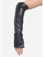 Black Faux Leather Zipper Arm Warmers - US 8284