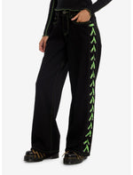 Black & Neon Green Lace-Up Wide Leg Jeans - US 2547