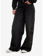 Grey Dark Wash Cyber Sigil Baggy Jeans - US 6736