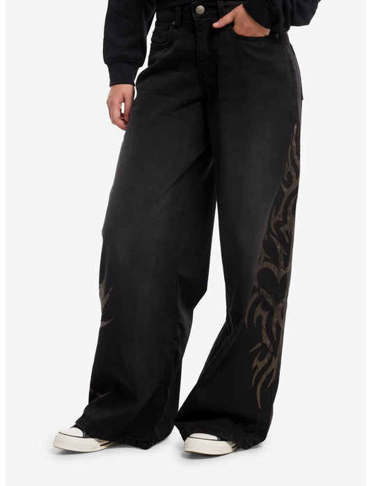 Grey Dark Wash Cyber Sigil Baggy Jeans - US 6736