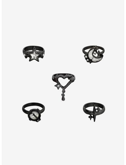 Cosmic Aura Dark Celestial Ring Set - US 1373