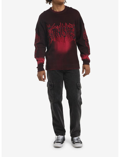 Black & Red Wash Tarnished Sweater - US 0946