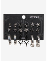 Black Heart Silver Star Earring Set - US 2836