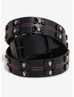 Black & Pink Skull Bow Grommet Belt - US 0208