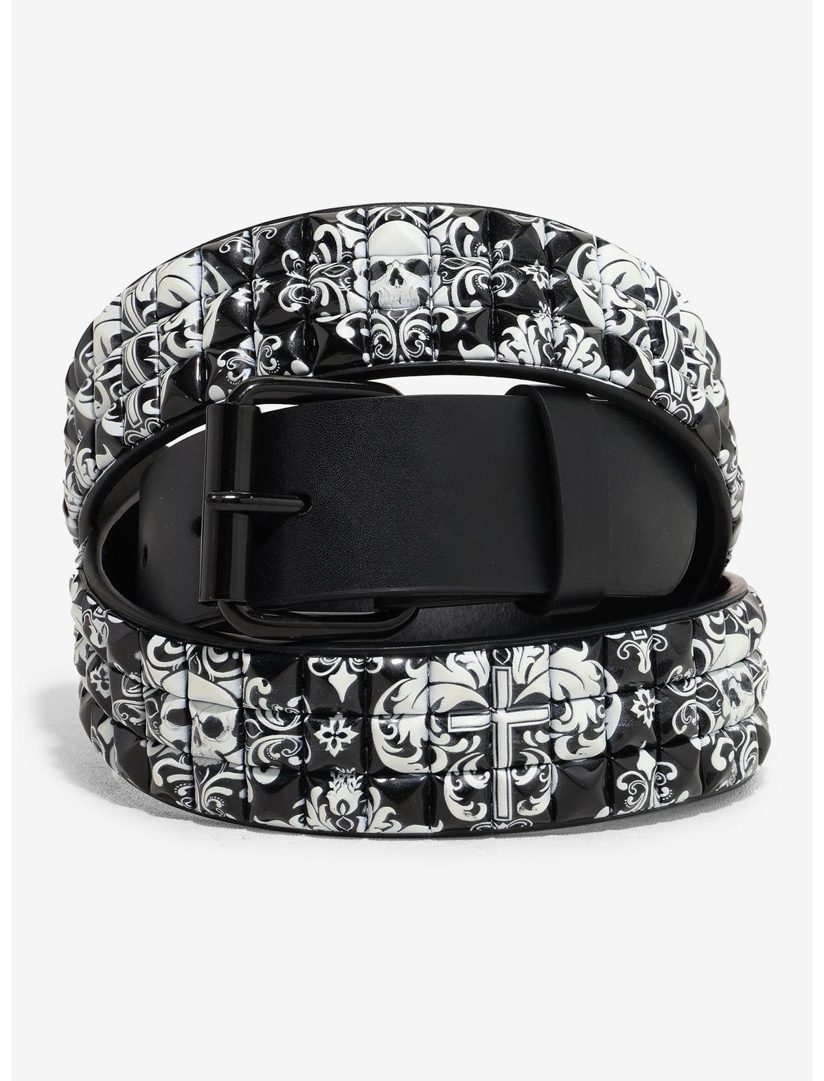 Filigree Skull Pyramid Stud Belt - US 6108