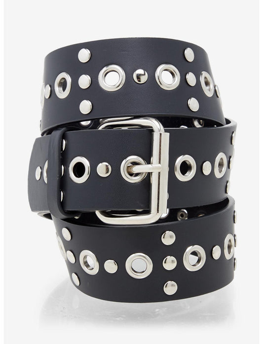 Black Circular Stud Grommet Belt - US 8627