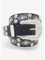 Black Flower Diamond Bling Belt - US 3801