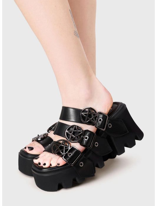 KIHILIST Black Natash Strappy Platform Sandals - US 2550