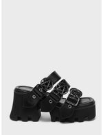 KIHILIST Black Natash Strappy Platform Sandals - US 2550