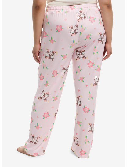 Disney Mickey Mouse & Minnie Mouse Floral Pajama Pants Plus Size - US 8387