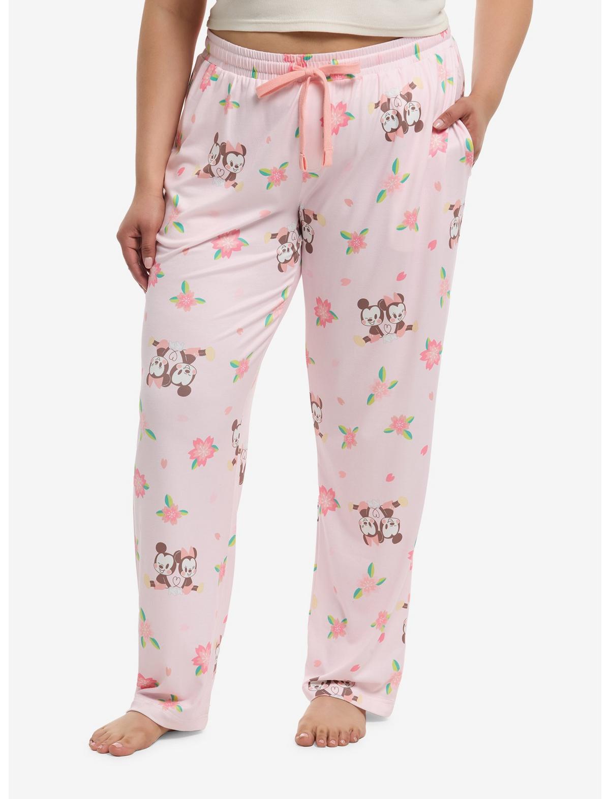 Disney Mickey Mouse & Minnie Mouse Floral Pajama Pants Plus Size - US 8387