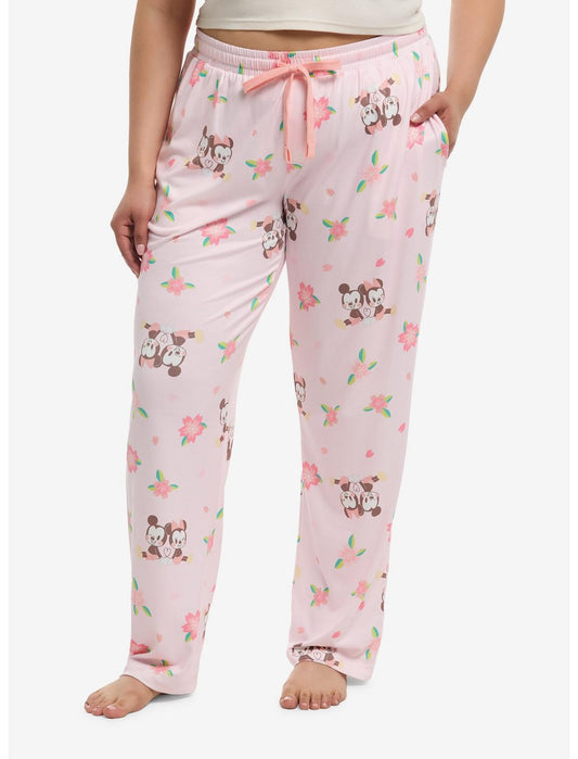 Disney Mickey Mouse & Minnie Mouse Floral Pajama Pants Plus Size - US 8387