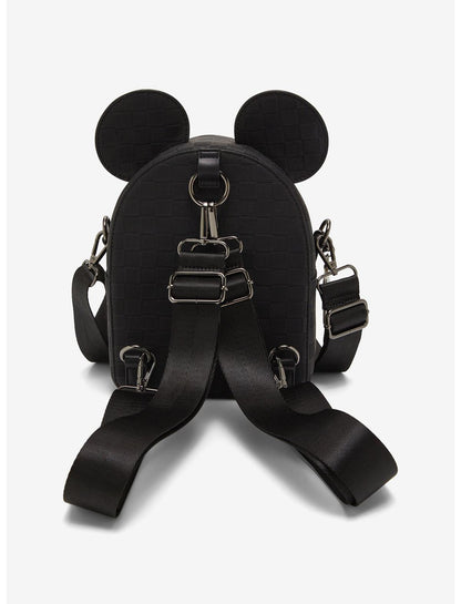 Loungefly Disney Mickey Mouse Black Checkered Figural Convertible Crossbody Bag - US 0942