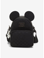 Loungefly Disney Mickey Mouse Black Checkered Figural Convertible Crossbody Bag - US 0942