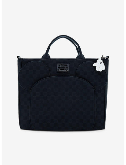 Loungefly Disney Mickey Mouse Black Checkered Convertible Tote Bag - US 6407